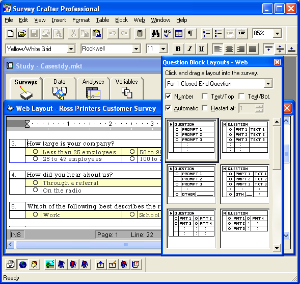 Survey Crafter Professional Survey Designer Window